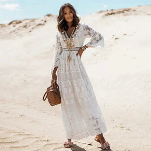Long-Sleeve Boho Maxi Dress