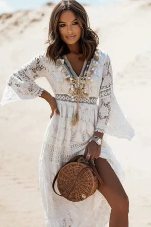 Long-Sleeve Boho Maxi Dress