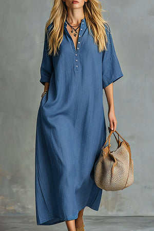 The Fanélie Denim Maxi Dress