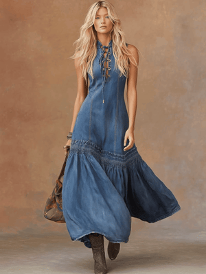 The Caroline Denim Maxi Dress