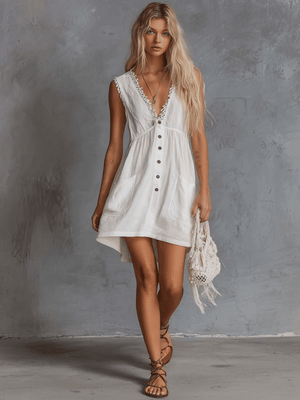 The Émérance Cotton Linen Mini Dress