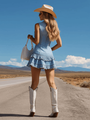 The Basilisse Denim Mini Dress