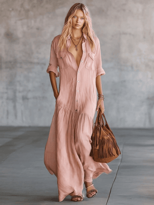 The Christel Cotton Linen Maxi Dress