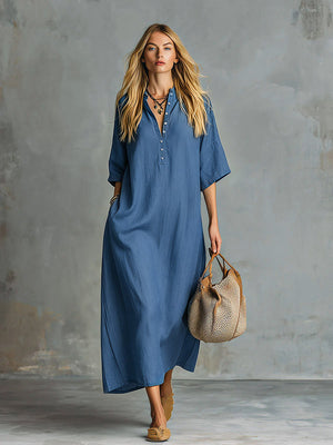 The Fanélie Denim Maxi Dress