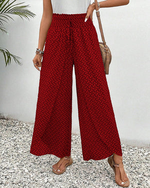Wide-Leg Printed Trousers