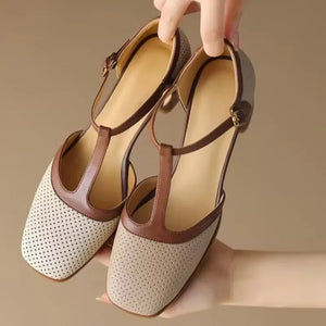T-Strap Square-Toe Pumps