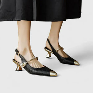 Pearl-Strap Block Heel Pumps