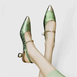 Pearl-Strap Block Heel Pumps