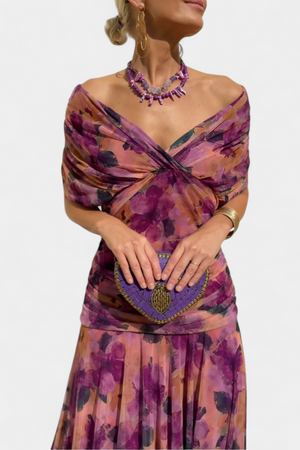 Fantasy Floral V-Neck Dress