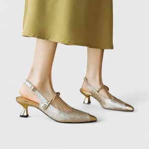 Pearl-Strap Block Heel Pumps