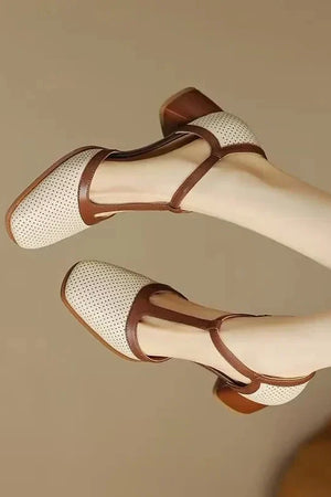 T-Strap Square-Toe Pumps
