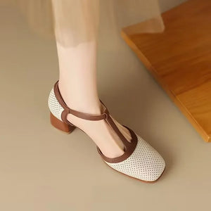 T-Strap Square-Toe Pumps