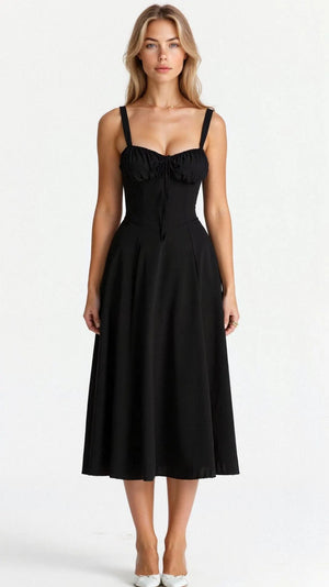 Drawstring Sleeveless Midi Dress
