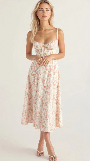 Drawstring Sleeveless Midi Dress