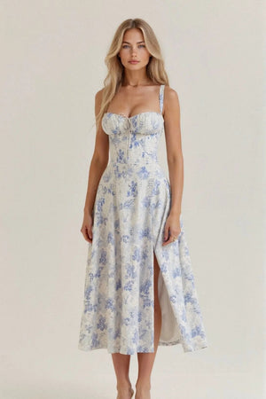 Drawstring Sleeveless Midi Dress