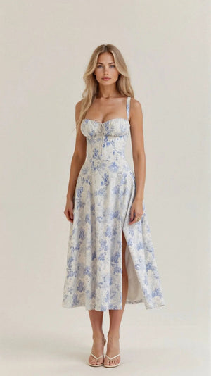 Drawstring Sleeveless Midi Dress