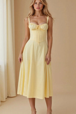 Drawstring Sleeveless Midi Dress