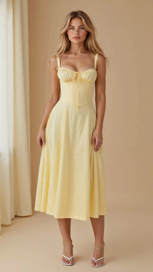 Drawstring Sleeveless Midi Dress