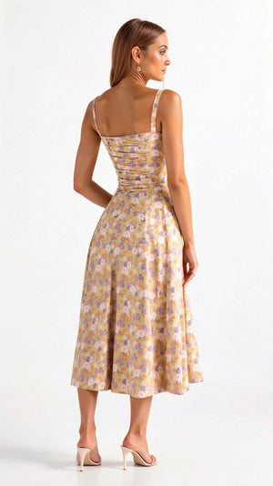 Drawstring Sleeveless Midi Dress