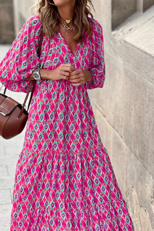 Puff-Sleeve Boho Maxi Dress