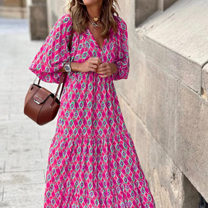 Puff-Sleeve Boho Maxi Dress