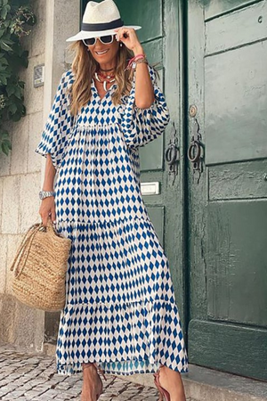Puff-Sleeve Boho Maxi Dress