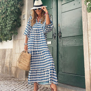 Puff-Sleeve Boho Maxi Dress