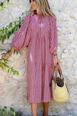Puff-Sleeve Boho Maxi Dress