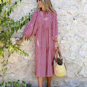 Puff-Sleeve Boho Maxi Dress