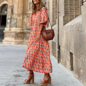 Puff-Sleeve Boho Maxi Dress