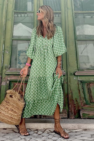 Puff-Sleeve Boho Maxi Dress