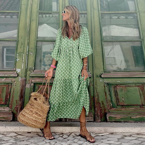 Puff-Sleeve Boho Maxi Dress