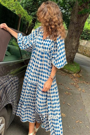Puff-Sleeve Boho Maxi Dress