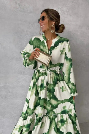 V-Neck Long Sleeve Maxi Dress