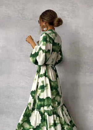 V-Neck Long Sleeve Maxi Dress