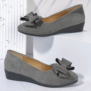 Bow-Detail Wedge Ballet Flats