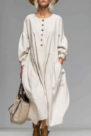 The Aspasie Cotton Linen Midi Dress