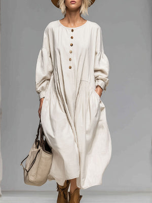 The Aspasie Cotton Linen Midi Dress