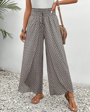 Wide-Leg Printed Trousers