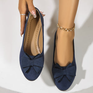 Bow-Detail Wedge Ballet Flats