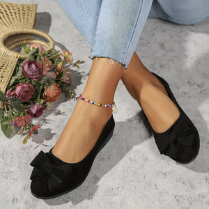 Bow-Detail Wedge Ballet Flats
