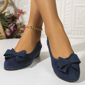 Bow-Detail Wedge Ballet Flats