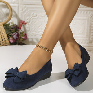 Bow-Detail Wedge Ballet Flats