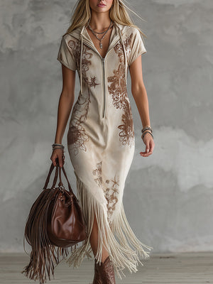 The Jeanine Suede Maxi Dress
