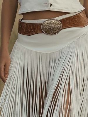 The Léontine-Rose Suede Skirt
