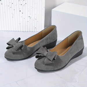 Bow-Detail Wedge Ballet Flats