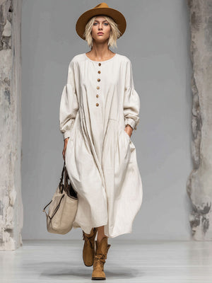 The Aspasie Cotton Linen Midi Dress