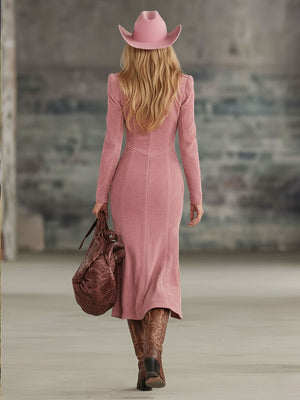 The Eustelle Suede Midi Dress
