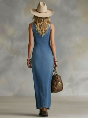 The Elvire Denim Maxi Dress