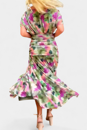 Fantasy Floral V-Neck Dress